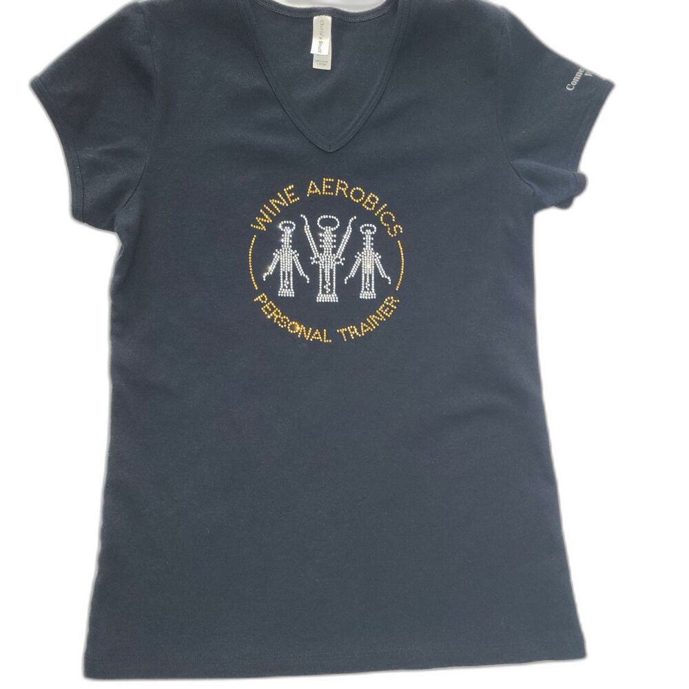 Women's Black Wine Aerobics Personal Trainer Novelty T-Shirt Size L